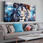 ENTANUB Large Wall Art for Living Room, Lion Canvas Print Painting for Bedroom, Blue Animal Picture Decor, Size 60x30 Inches