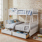 Merax Wood Bunk Bed with Drawers,Convertible Wood Bunk Bed with Ladders and Two Storage Drawers,Solid Wood Detachable Bed Frame with Ladders,Twin Over Full Size,White