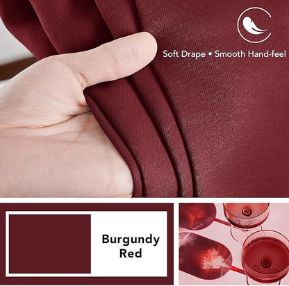 Deconovo Blackout Curtains, Thermal Insulated, W70 x L108 2 Panels, Back Tab, Machine Washable, Room-Darkening Drapes for Bedroom/Living Room Burgundy Red