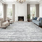 10x14 Area Rugs for Living Room, Non Slip Machine Washable Vintage Rugs, Low Pile Lightweight Large Rug for Bedroom, Dining Room, Home Office Grey