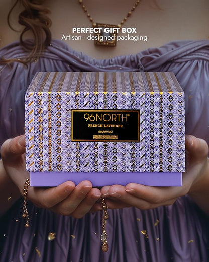 96NORTH Luxury Lavender Soy Candle | Large 3 Wick Jar Candle | Up to 50 Hours Burning Time | 100% Natural Soy Wax | Relaxing Aromatherapy Aesthetic Candle | Housewarming Gift for Women and Men