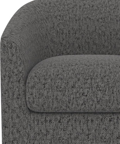 Swivel Barrel Accent Chair with Solid Wood Base, Round Fabric Living Room Arm Chairs, Modern Upholstered Comfty Reading Nook Chairs for Bedroom, Club Armchair, Single Sofa Side Chair, Grey
