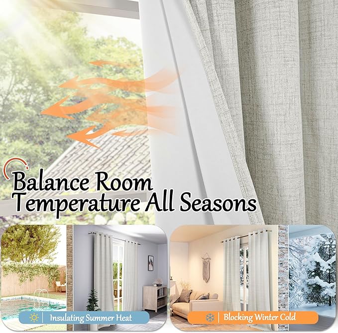 45 Inch Length Linen Blackout Curtains for Short Cafe Window, Thermal Insulated Light Blocking Soundproof Privacy Burlap Curtains 2 Panels, Each 38 Inch Wide Light Grey