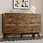 Dresser for Bedroom with 7-Drawer, 47.2" Wide Modern Chest of Drawers with Metal Handles, X-Shape Base & Adjustable Center Leg, Anti-Tip Closet Organizers and Storage