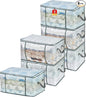 80L Clear Large Storage Bag, Clothes Storage Containers for Organizing Closet, Bedroom, Underbed, Comforters, Clothing, Blankets, Pillow, Foldable Organizer with Sturdy Handle and Zippers (6)