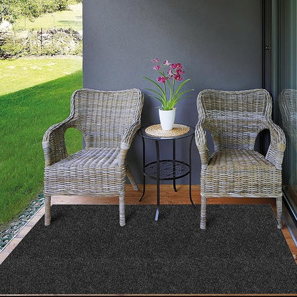 Ottomanson Commercial Scrape Rib Entry Mat – Heavy Duty Ribbed Floor Mat for High Traffic – Non Slip Rubber Back, Waterproof – Indoor Outdoor Use for Offices, Schools, Lobbies, 2' x 11', Black