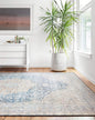 Loloi Layla Collection LAY-07 Blue/Tangerine 2'-0" x 5'-0" .13" Thick Accent Rug, Soft, Durable, Vintage Inspired, Distressed, Low Pile, Non-Shedding, Easy Clean, Printed, Living Room Rug