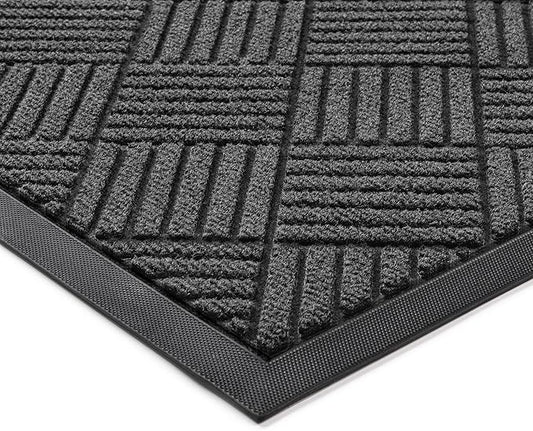 Front Door Mat, Heavy Duty Indoor Outdoor Doormat, 48" x 36" Low Profile Outdoor Mats for Home Entrance, Stain and Fade Resistant Welcome Mat Ideal for High Traffic Area, Diamond Grey
