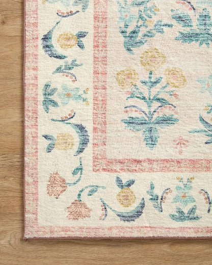Loloi Rifle Paper Co. Eden Collection EDE-01 Mughal Rose Blush 7'-6" x 9'-6" Area Rug feat. CloudPile™