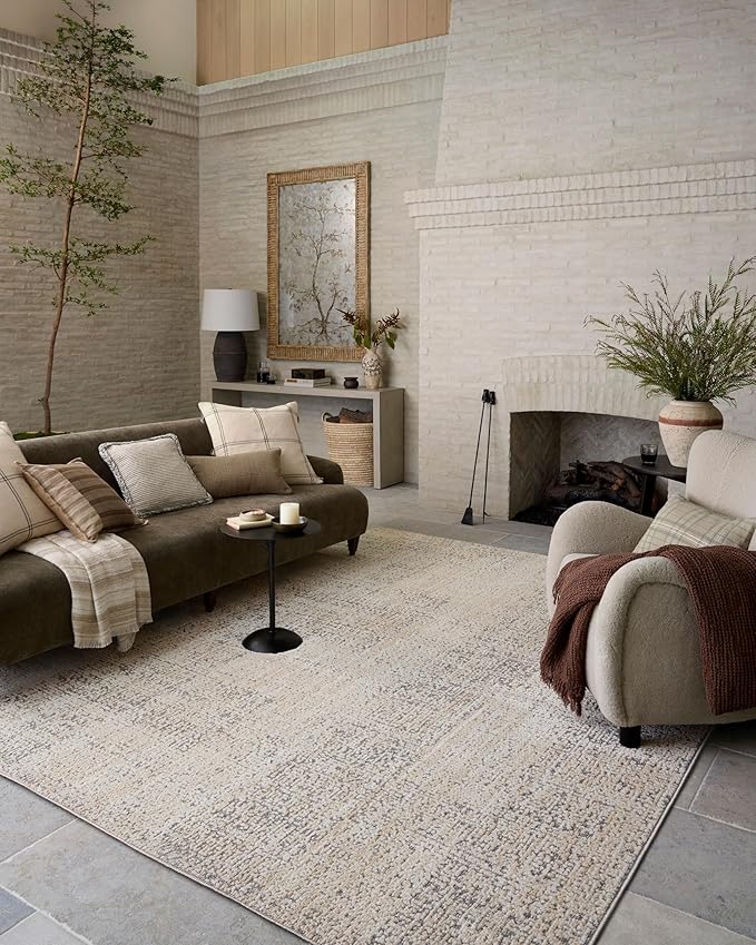 Loloi Amber Lewis Bexley Collection BEX-03 Natural/Slate 4'-0" x 6'-0" Accent Rug Neutral, Textured, Living, Bedroom, Dining, Carpet