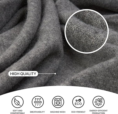 | Wool Blanket/Throw | 100% New Zealand Wool | Perfect for Home and Outdoors | Virgin Wool Throw with Fringes 75"x87" (190 x 220 cm)