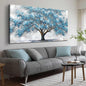 JuhaiArt Tree Wall Decor Teal Wall Art for Living Room Home Office White Canvas Art Large Artwork modern Prints 29" x 59"