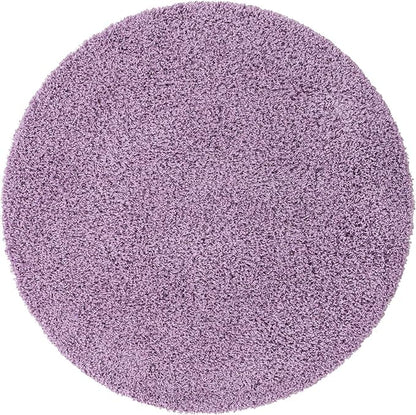 Unique Loom Solid Shag Collection Area Rug (5' 3" Round, Lilac)