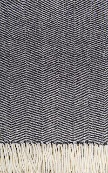 Alashan Cashmere Cotton Acrylic Adirondack Herringbone Woven Throw - Onyx - Lightweight Blanket