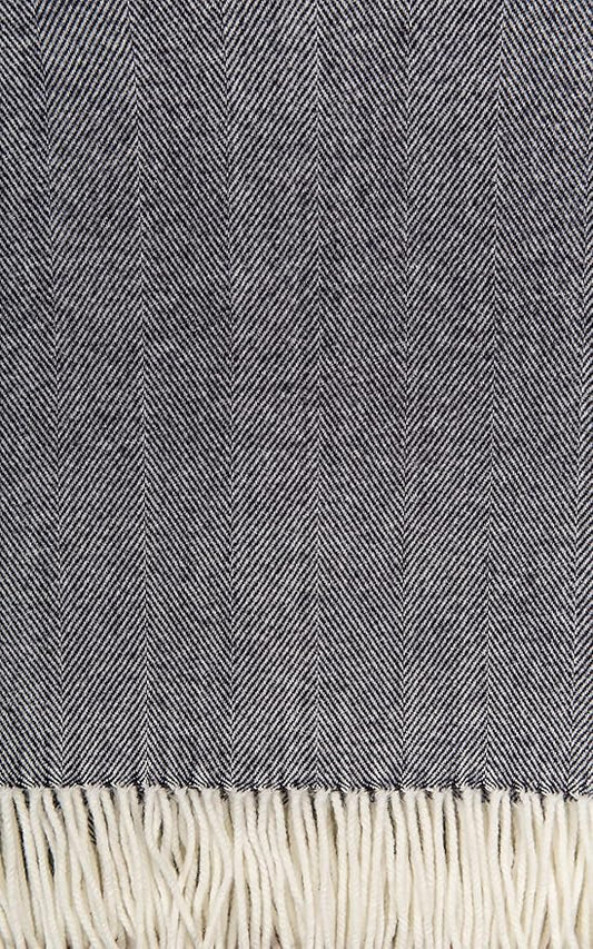 Alashan Cashmere Cotton Acrylic Adirondack Herringbone Woven Throw - Onyx - Lightweight Blanket