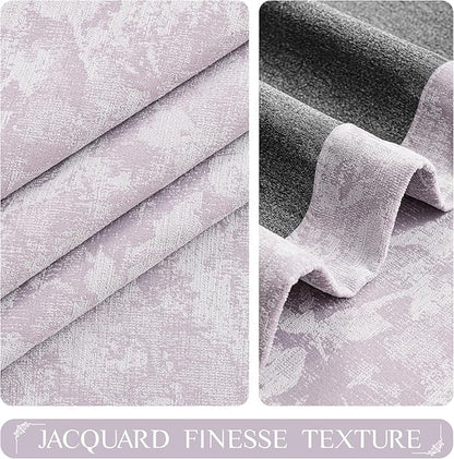 Beauoop Purple Floral Jacquard Blackout Curtains 84 Inches Long 2 Panels for Bedroom Living Room Chenille Flower Room Darkening Thermal Insulated Soundproof Grommet Window Treatments Drapes, 52x84