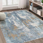 Area Rug Living Room Rugs - 6x9 Washable Soft Indoor Neutral Modern Abstract Low Pile Rug Carpet for Bedroom Dining Room Farmhouse Home Office - Blue Brown