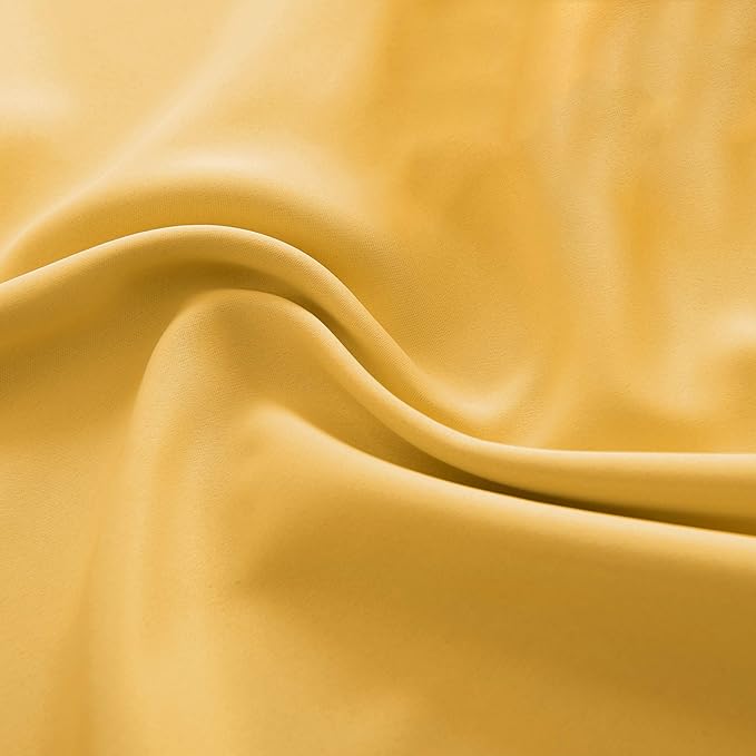 DONREN Gold Yellow Blackout Curtains for Kitchen - Room Darkening Curtain Drapes with Rod Pocket (52 Inch Width x 72 Inch Length,2 Panels)