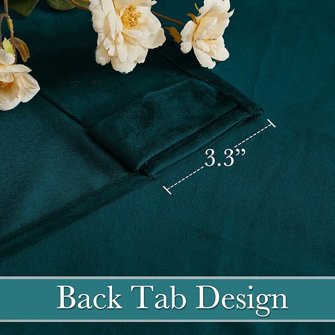 RYB HOME Velvet Curtains 72 inches Length, Back Tab & Rod Pocket Soft Fabric Curtains & Drapes for Bedroom Bathroom Cafe, Peacock Blue, W 42 x L 72, 2 Panels Set