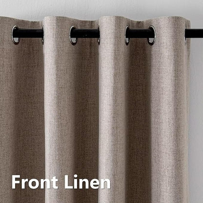 100% Blackout Curtains 96 Inches Long 2 Panels Set, Linen Curtains for Living Room, Black Out Thermal Insulated Grommet Drapes Bedroom Luxury Decor Privacy(52W × 96L inch, Linen)