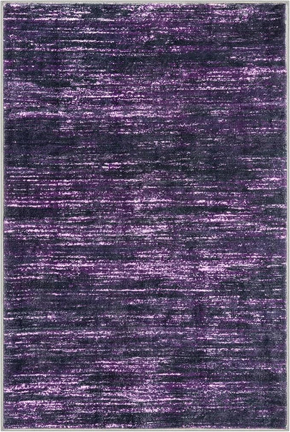 3x5 Modern Abstract Area Rug for Entryway, Purple White Super Soft Washable Rug with Non-Slip, Low-Pile Door Mat Indoor for Living Room Bedroom, Carpet with Non-Shedding