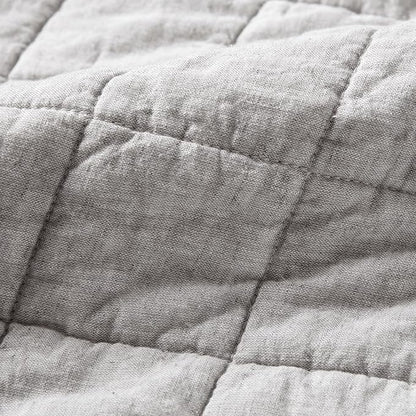 Hyde Lane Luxury Linen Quilt Set Queen Size, Organic European Flax Cotton Blend Bedding for Bedspread and Coverlet, Box Stitched, with 2 Pillow Shams, 90"x96", Grey