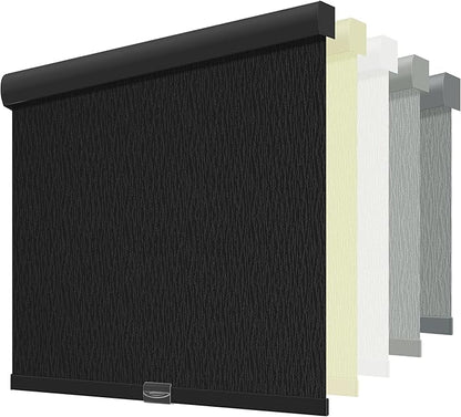 ChrisDowa Cordless Blackout Roller Shades for Windows, Striped Free-Stop Window Blinds with Privacy, Thermal Insulated Window Shades for Home, Office and Door. Black, 27" W x 72" H