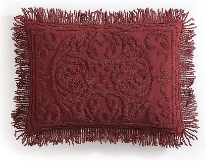 Beatrice Home Fashions Medallion Chenille Bedspread, King Sham, Burgundy