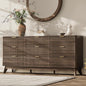 63'' Wide 9 Drawers Dresser for Bedroom,Modern Fluted Vertical Chest with Rounded Corners,Fluted Dresser for Living Room,Hallway, Walnut
