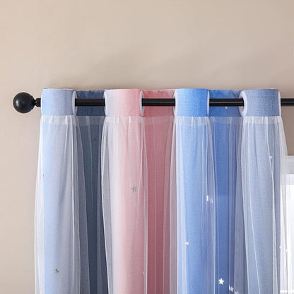 XiDi Curtains for Bedroom Decor, Rainbow PinkGreyBlue-52-90