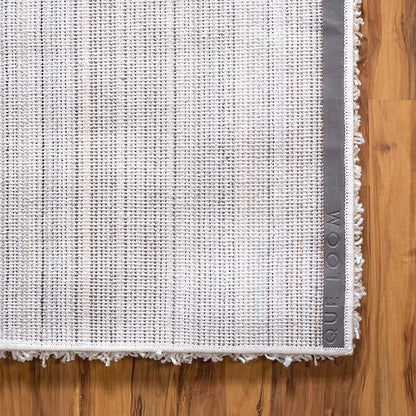 Unique Loom Solid Shag Collection Area Rug (5' 1" Square, Snow White)