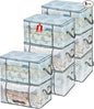 80L Clear Large Storage Bag, Clothes Storage Containers for Organizing Closet, Bedroom, Underbed, Comforters, Clothing, Blankets, Pillow, Foldable Organizer with Sturdy Handle and Zippers (8)