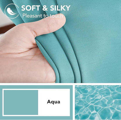 Deconovo Blackout Curtains Back Tab and Rod Pocket Curtains Insulated Thermal Room Darkening Drapes for Living Room 52Wx63L Inch Teal 2 Panels