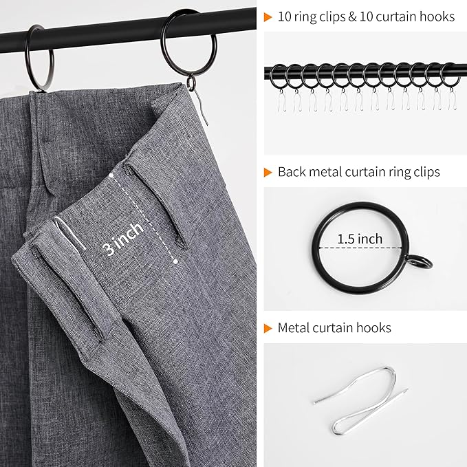 WdFour 30x36 Inch Pinch Pleated Blackout Cafe Curtains - Pack of 2, 100% Light Blocking Back Tab Drapes for Half Windows, Kitchen & Bathroom Short Curtains in Dark Gray