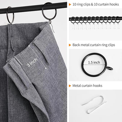 WdFour 30x36 Inch Pinch Pleated Blackout Cafe Curtains - Pack of 2, 100% Light Blocking Back Tab Drapes for Half Windows, Kitchen & Bathroom Short Curtains in Dark Gray