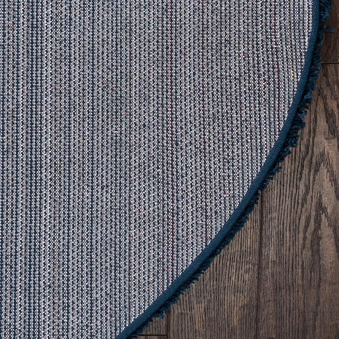 Unique Loom Solid Shag Collection Area Rug (6' 1" Round, Sapphire Blue/ Navy Blue)
