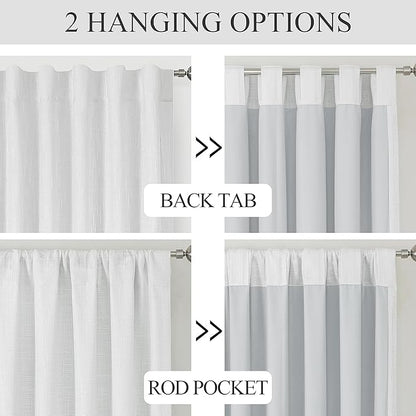 Vision Home White Full Blackout Curtains Back Tab Rod Pocket for Bedroom Living Room Thermal Insulated Window Treatment Panels 84 inch Modern Room Darkening Soundproof White Drapes 50" Wx84 Lx2
