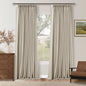 Memory Trained Pinch Pleated 100% Blackout Linen 86 Inch Curtains for Bedroom Room Darkening Light Blocking Beige Tan Window Curtain 80 Inches Long Living Room Black Out Pleat Drapes Dual Layer