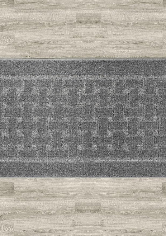 Non Slip Washable Carpet Runner Rug with Rubber Backing, Custom Floor Mat for Kitchen Hallway Stairs Bedroom Bathroom Entry, Grey, Your Choice of Length, 26 Inch X 3 feet, Doormat