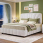 Queen Size Boucle Bed Frame Upholstered Bed Frame Queen with Adjustable Headboard, Solid Wood Slats Support, Bed for Bedroom Apartment, Dorm, No Box Spring Needed, Easy Assembly, Noise-Free, Cream