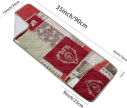 Brilliant Sunshine Burgundy Floral Patchwork Couch Armrest 5 Pockets Organizer, Slip Resistant Armchair Caddy, Washable Remote Controls Holder, Storage for Magazine, Tablet, iPad, 35×13", Burgundy