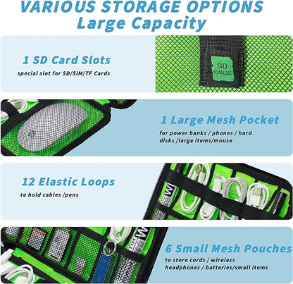 Electronics Organizer,Travel Cord Organizer Pouch, Portable Cable Organizer Bags,Travel Electronic Accessories Storage Case for Cables, Cords, Charger, Phone (Black)