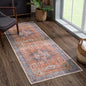 Bloom Rugs Washable 7 ft Runner - Terracotta/Blue Traditional Runner for Entryway, Hallway, Bathroom, and Kitchen - Exact Size: 2.5' x 7'