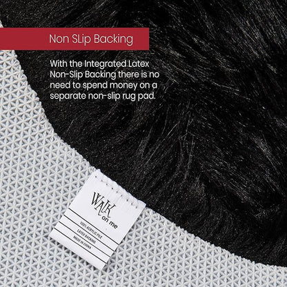 Silky Soft Faux Fur Rug, 5 ft. x 7 ft. Black Fluffy and Shaggy Sheepskin Area Carpet for Living Rooms, Bedroom, Kid's Room, or Nursery, Home Décor Accent, Machine Washable with Non-Slip Backing
