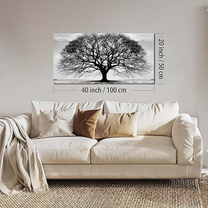 Prepeyssee Tree of Life Wall Art Large Artwork Black and White Wall Art Modern Landscape Nature Canvas Prints Decor for Living Room Bedroom Office Ready to Hang 20"x40"