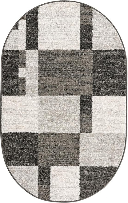 Unique Loom Autumn Collection Area Rug - Providence (3' 3" x 5' 3" Oval, Gray/ Ivory)