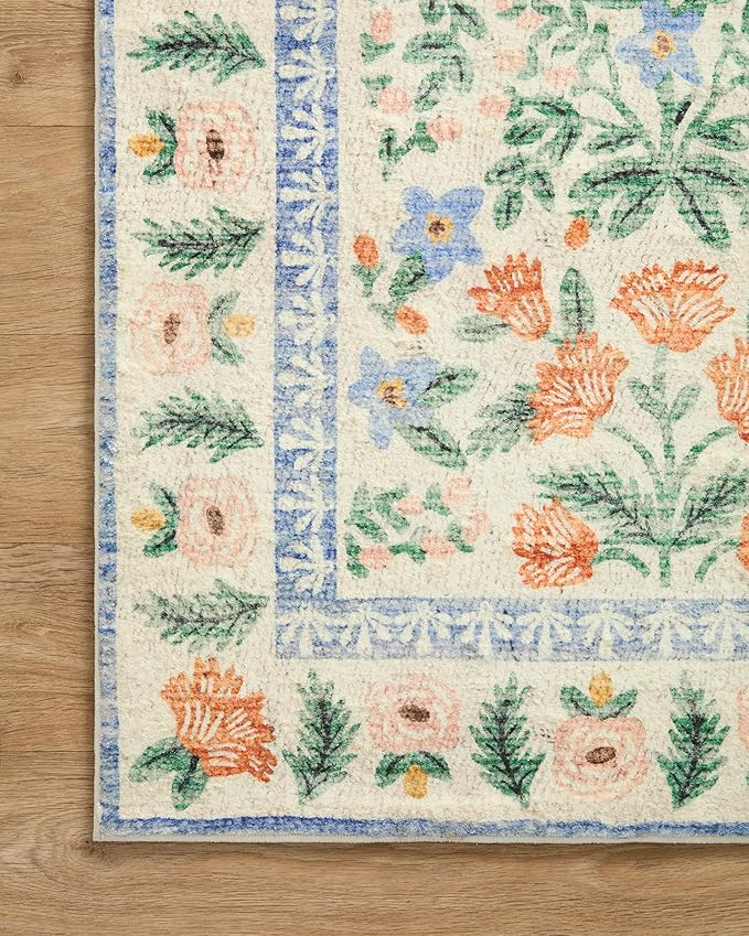Loloi Rifle Paper Co. Eden Collection EDE-02 Mughal Garden Cream 2'-6" x 9'-6" Runner Rug feat. CloudPile™