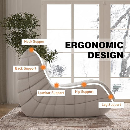 Bean Bag Chair for Adults, Oversized Fireside Chair Comfy Lazy Floor Sofa, Single Seat Sofa Couch Memory Foam Bean Bag Chair for Living Room, Bedroom Apartment Office (Beige)