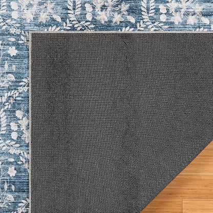 Gertmenian Indoor Boho Area Rug | Home Decor for Entryway, Bedroom, Living Room, Office, Kitchen | Non Slip, Soft, Printed Accent Rugs | Vela, Navy, 9x13 Extra Large, 24613