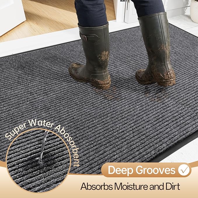 Amyracel Front Door Mat Indoor Outdoor Entrance, 36" x 72" All-Season Waterproof Doormat for Enterway, Heavy Duty Commercial Floor Mat, Fade Resistant, Rubber Back, Low Profile, Easy Clean